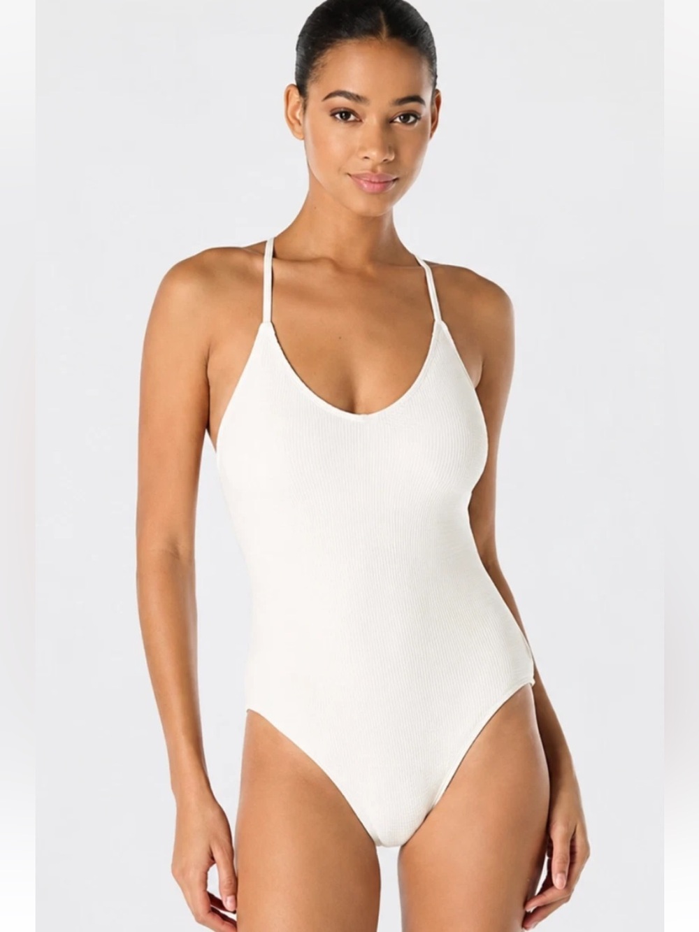 Gap Ribbed White Halter One-Piece Swimsuit NEW WITH TAGS